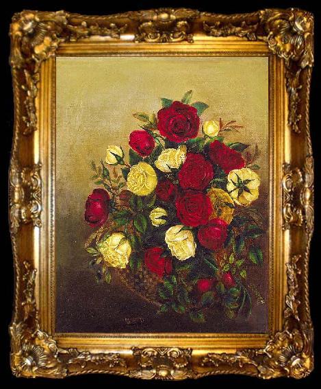 framed  Robert Scott Duncanson Roses Still Life, ta009-2